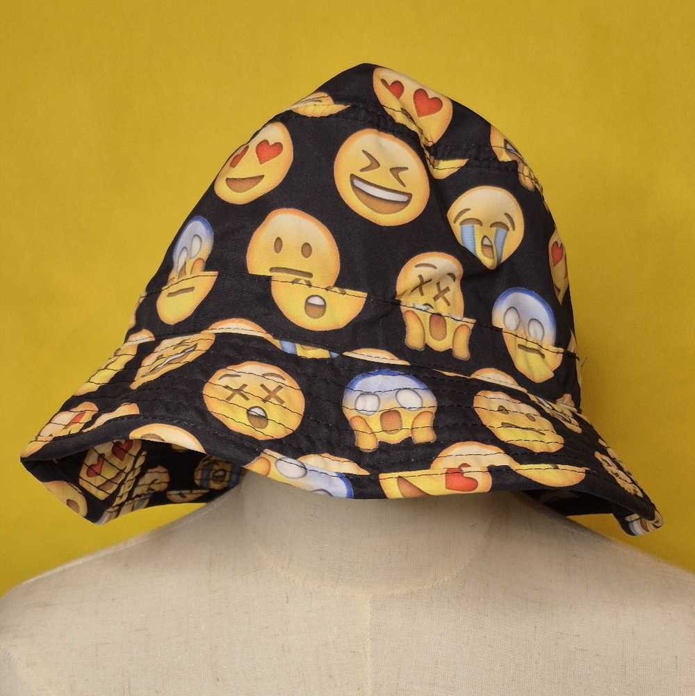 Emoji Print Kids Bucket Hat - Black